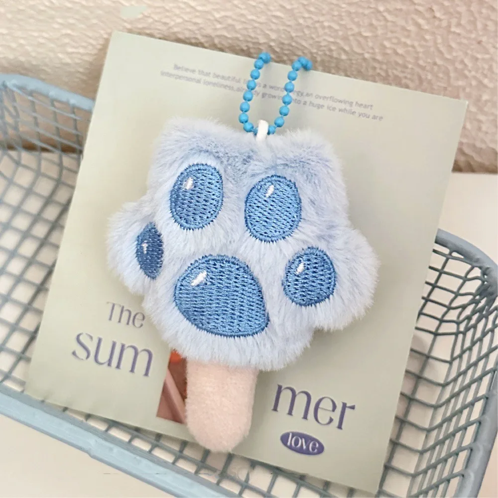 

Funny Animal Kitten Cat Paw Popsicle Keychain Soft Stuffed Cartoon Plush Doll Keyring Fluffy Cute Car Key Pendant Decoration
