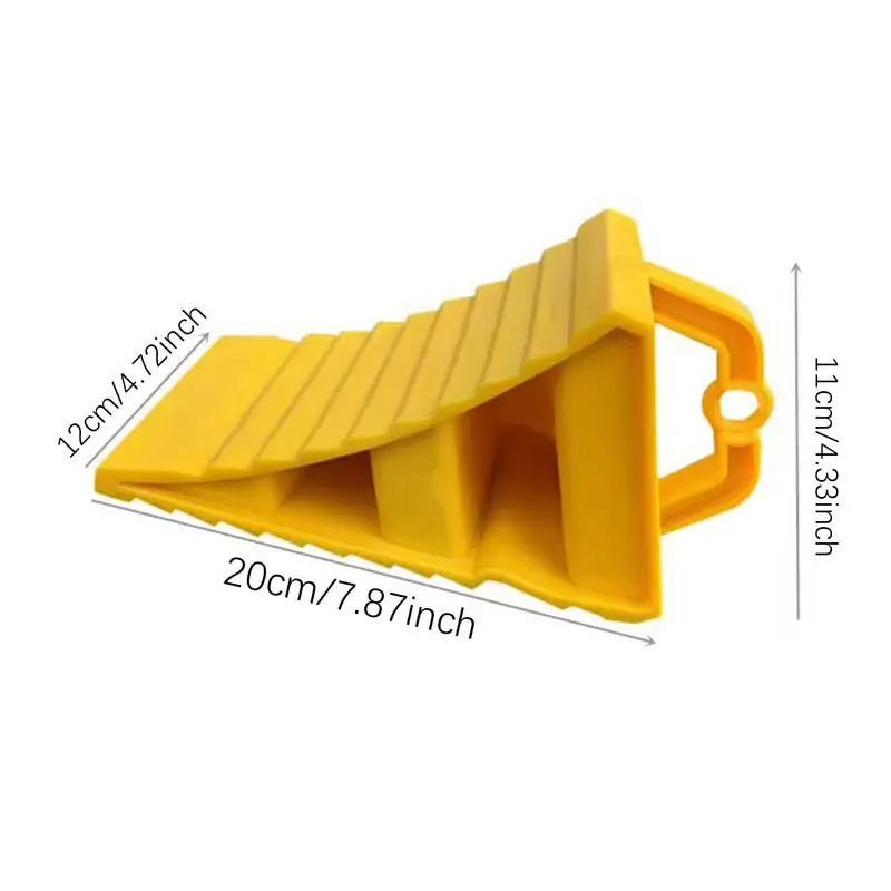 Portable Wheel Chock with Handles Vehicle Car Truck Wheel Tire Chock Stop Block Anti-slip Plastic Base Tire Support Pad Yellow