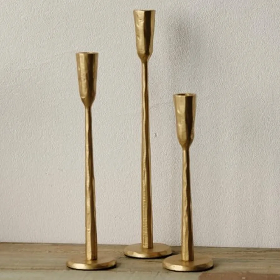 

Iron Taper Candle Holder Set of 3, Heavy Wrought Iron Candlestick Holders Decorative Candle Stand, Vintage Candle Holder for We