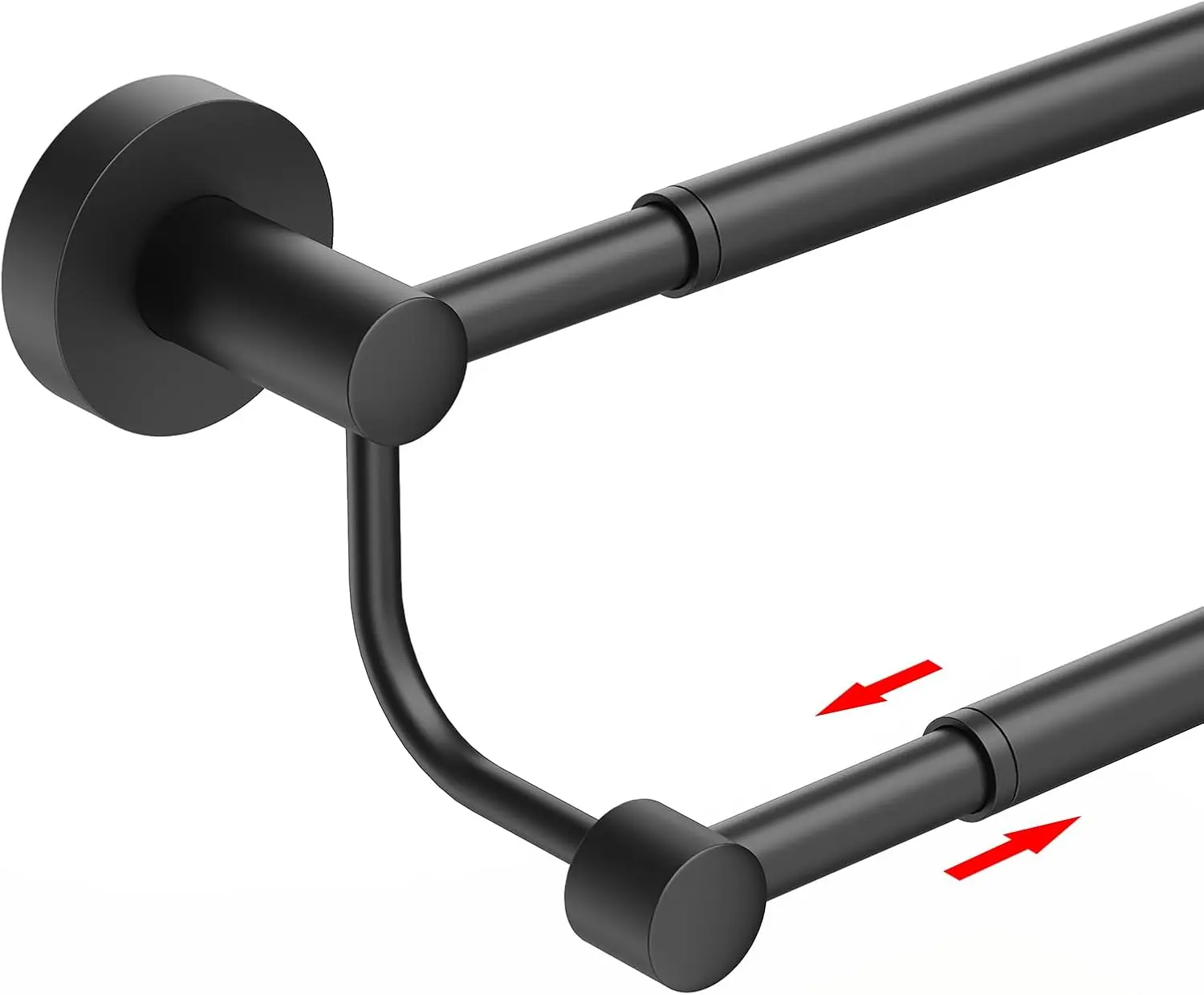 

Adjustable 16-26 Inch Double Bath Towel Bar, SUS304 Stainless Steel, Matte Black Finish for Bathroom