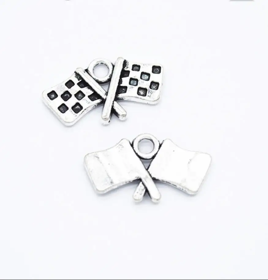 10pcs 22*12mm Racing Flag Pendants Racing Flag Charm Car  Flag Pendant For Jewelry Making F0829