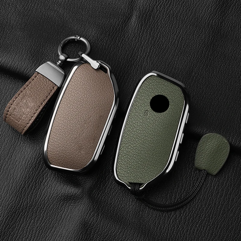 Metal and Leather Car Key Case Cover ForBMW For G38 G12 F49 i20 G07 G08 1 5 7 Series x1 x5 x7 ix XM i7 M760 Keychain Accessories