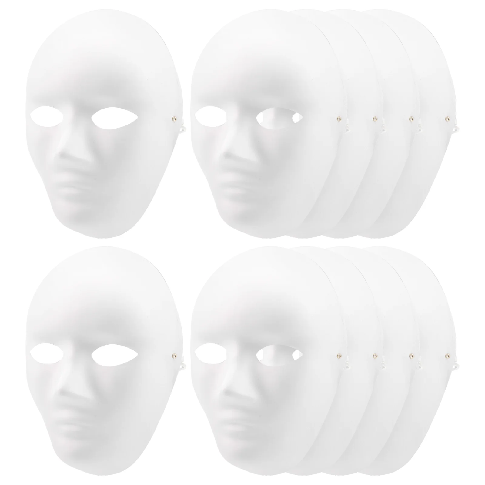 

10 Pcs Paintable Paper Mask Man Figure 10pcs Unpainted Blank Base White Halloween Prom to Decorate Miss Handmade Masks