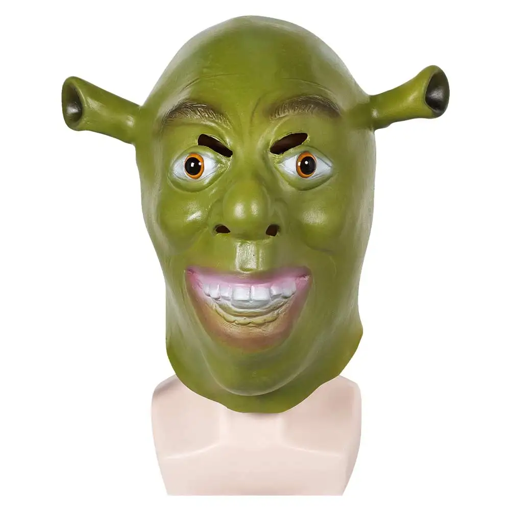 Green Ogre Cosplay Mask Gloves Costume Accessories Cartoon Monster Disguise Green Headgear Helmet Outfits Men Halloween Suits