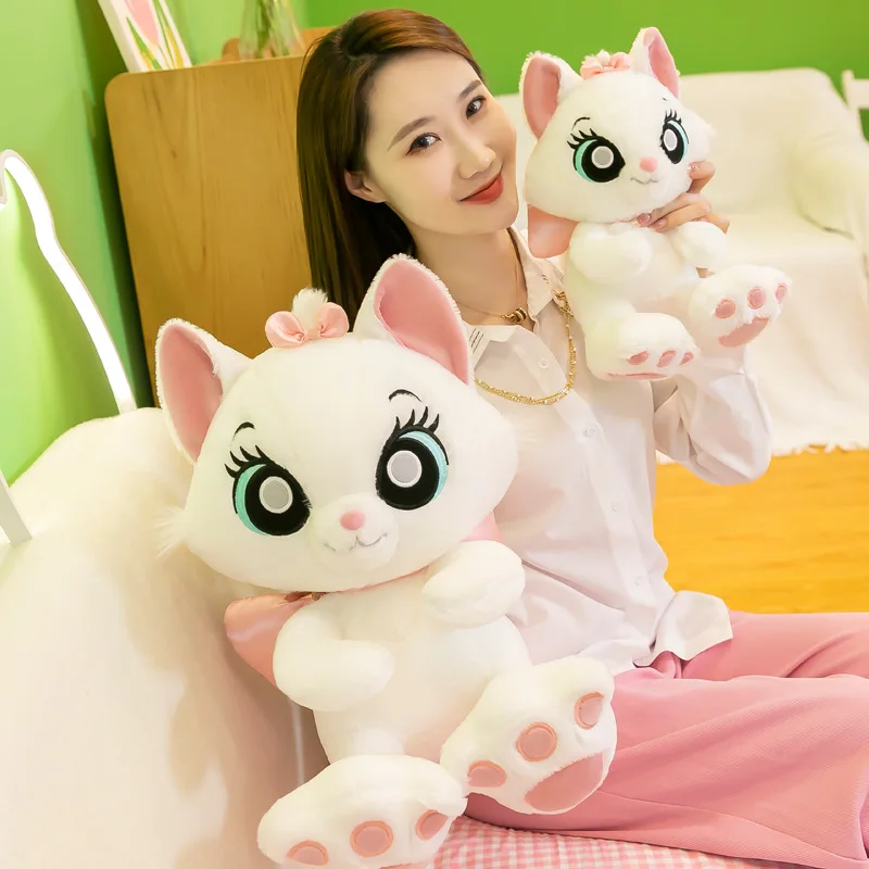 MINISO Weiße Mary-Katzenpuppe, Plüschtier, süße kleine Katzenpuppe, Kissen, Stoffpuppe, beruhigendes Geburtstagsgeschenk, weiblich