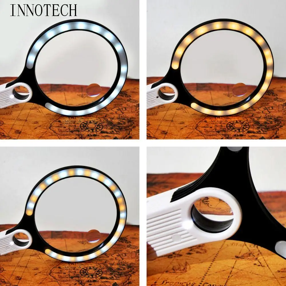 

Extra Large 5x Magnifying Glass with 34LED Lights 5X 10X 20X Handheld Magnifying Glass 135mm Loupe Lens Illuminated