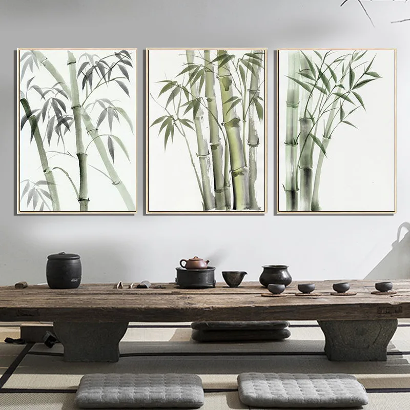 Modern Plant Canvas Painting New Chinese Style Chant Bamboo Painting Home Art Background Picture Corridor Exhibition Hall Decor