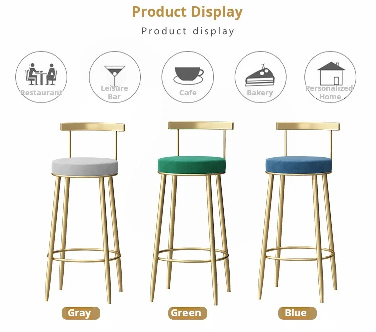 Innovative Design Iron bar Coffee Shop Furniture Backrest High Chair for Restaurant