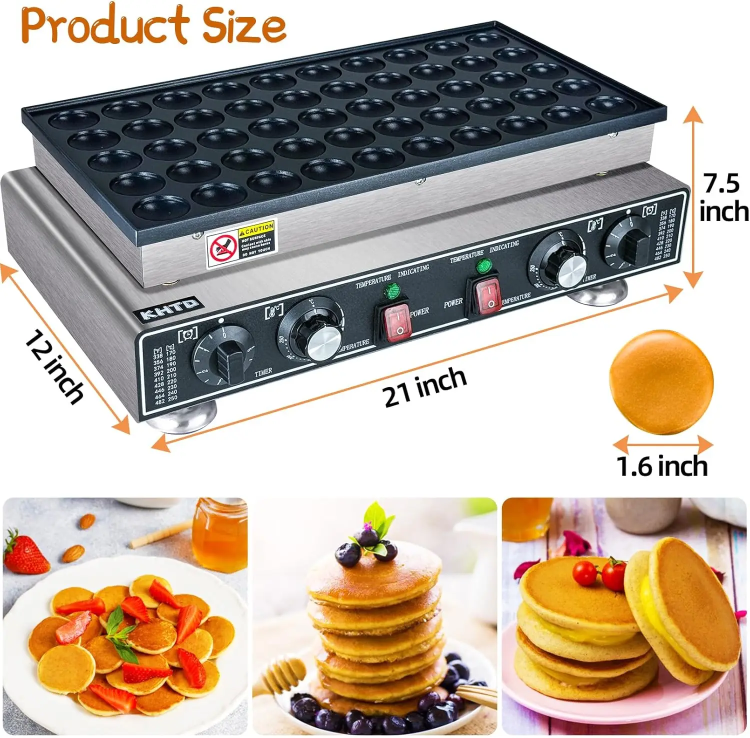 Машина для изготовления блинов, 50 шт., электрическая голландская блинница с антипригарным покрытием, 110 В, 1600 Вт, коммерческая машина для изготовления кексов с 2 термостатами и 2 таймерами