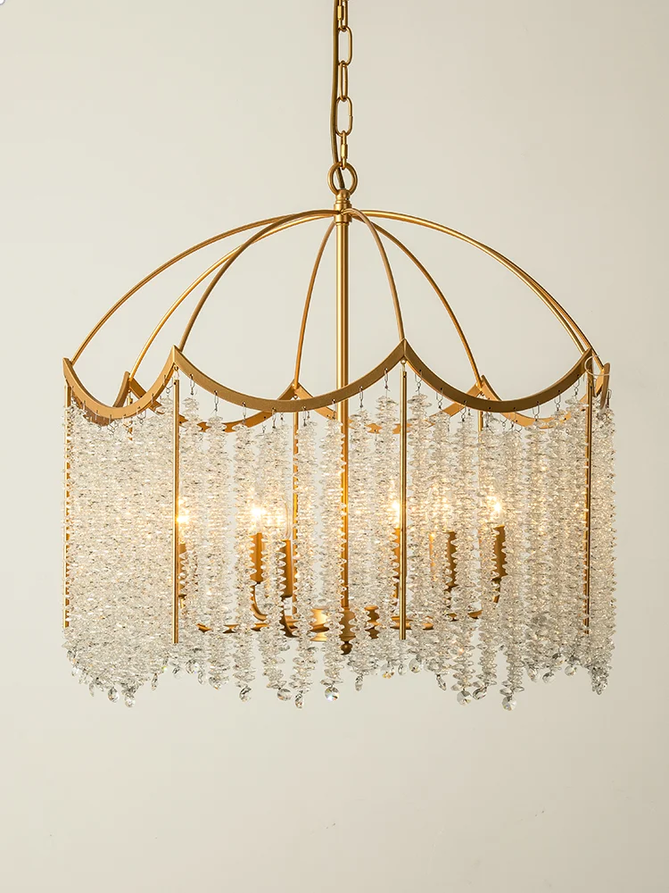 American Crystal Chandelier Bedroom Room Lamp French Light Luxury Villa Retro Designer Tassel Crystal