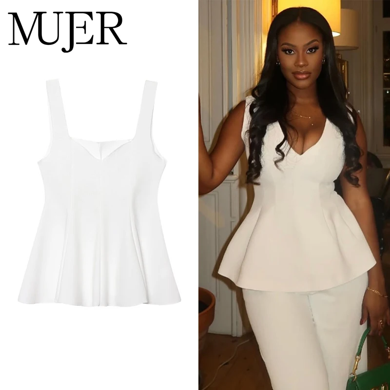 MUJER Weiß Slip Tanks Tops für Frauen Geraffte Leibchen Sexy Backless frauen Tops Sommer Strand Top Frau Streetwear Top Weibliche