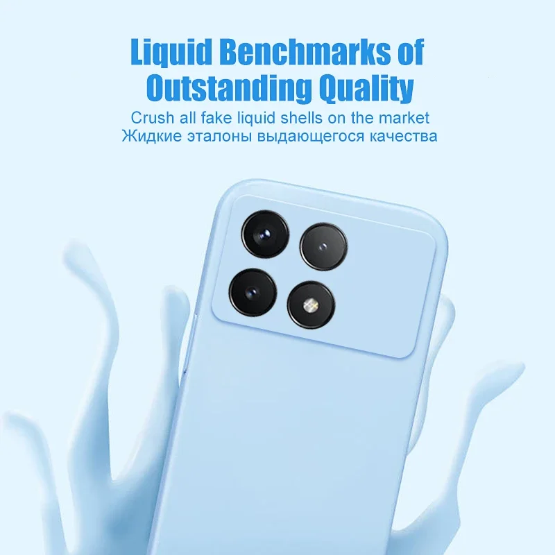 حافظة من السيليكون السائل لهاتف Poco X7 Pro Funda لهاتف Poco X7 غطاء هاتف ناعم مضاد للسقوط