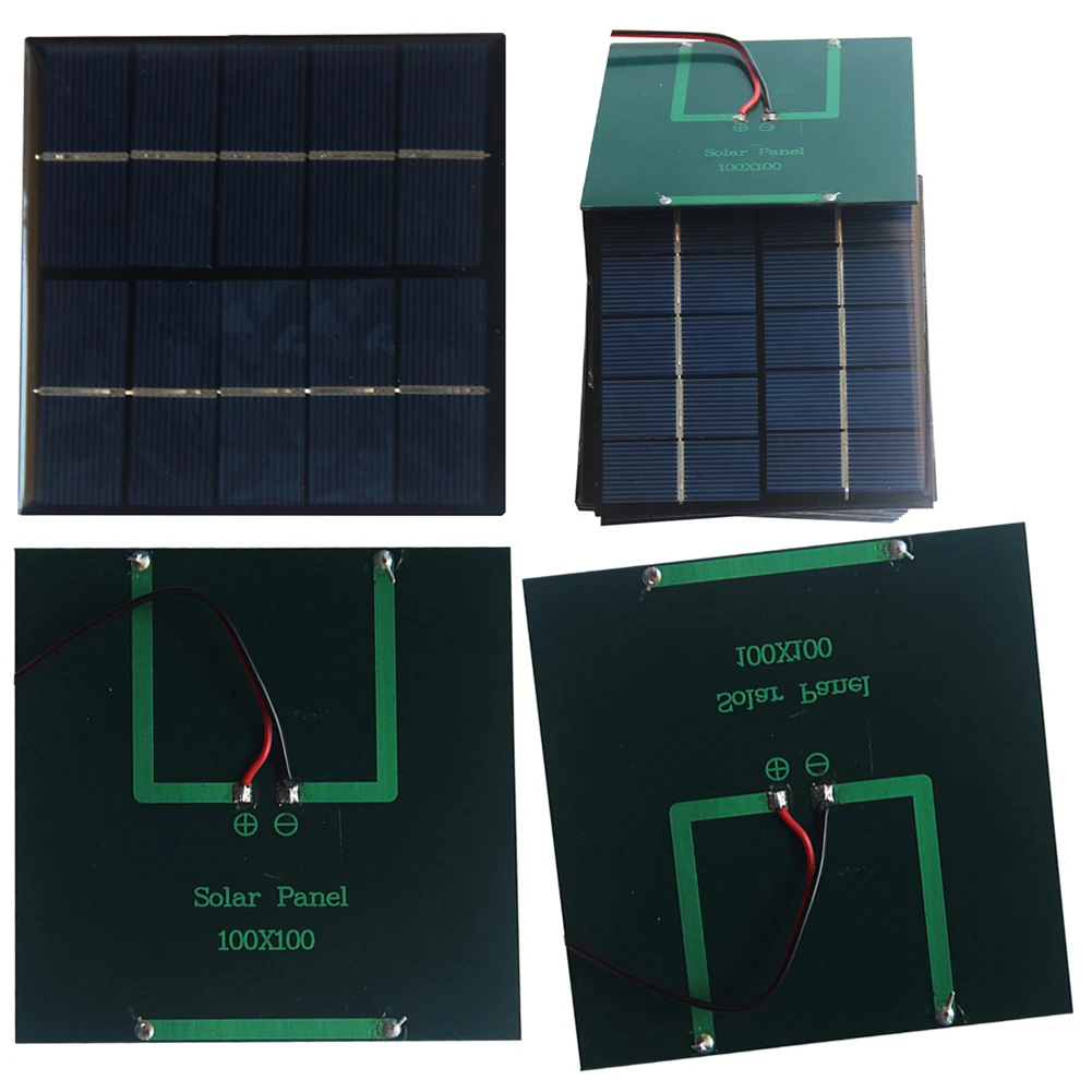 1.2 W 5V Solar Panel Small Power Emergency Panels 100*100MM Outdoor Solar Cell Solar Charging Panel for Fans Outdoor Lamp Pump