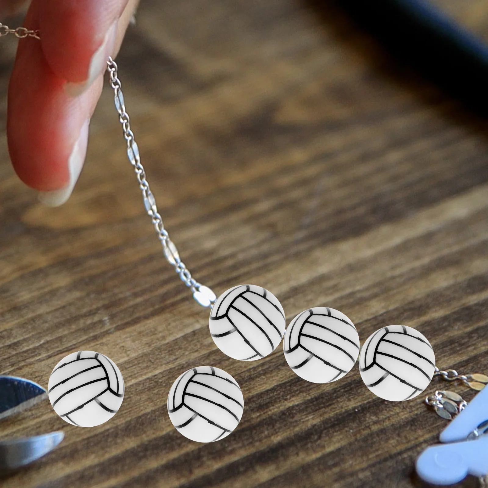 

50pcs Sports Ball Beads 15mm Silica Gel DIY Craft Necklace Spacer Charms Jewelry Making Accessories Handmade Projects
