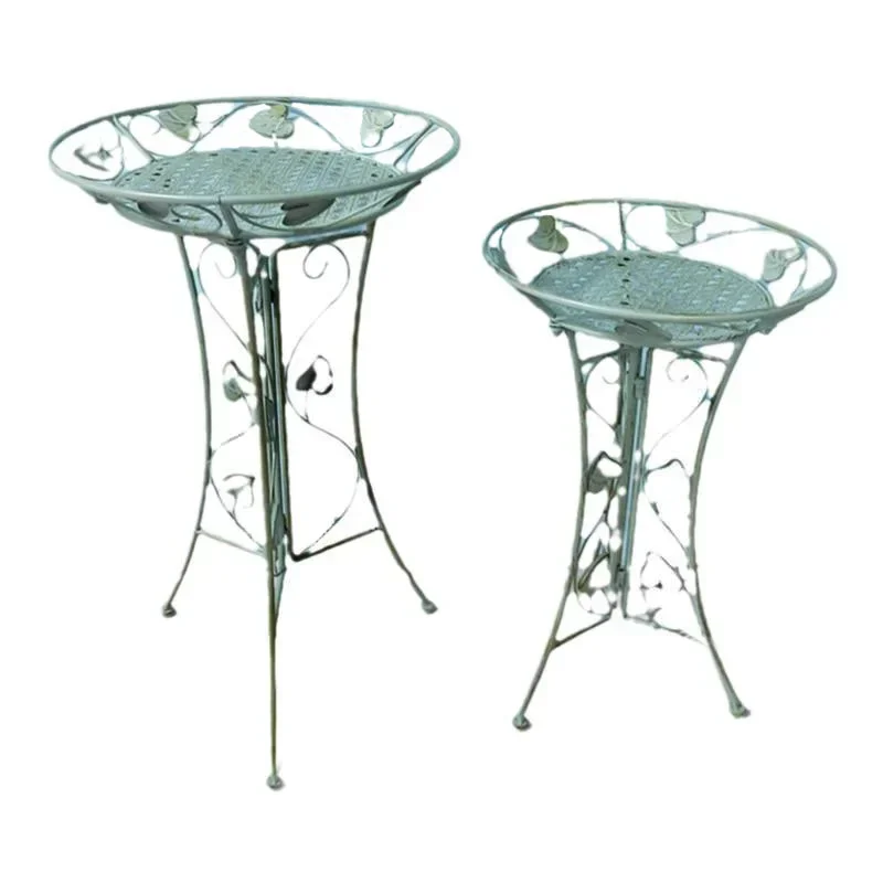 

Wrought iron round flower stand three-piece set stepped small flower table stool indoor outdoor garden trade courtyard balcony c