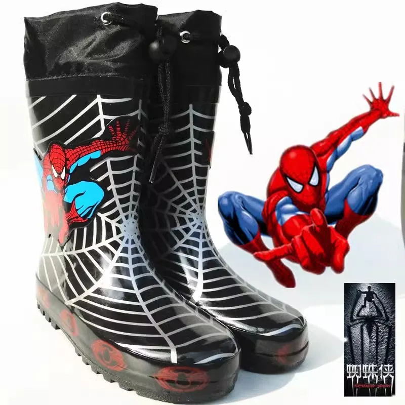 Disney cartoon kids Spider-Man Boots Student Rain Boots Children\'s  Fashion  Shoes Non-Slip Short shoes