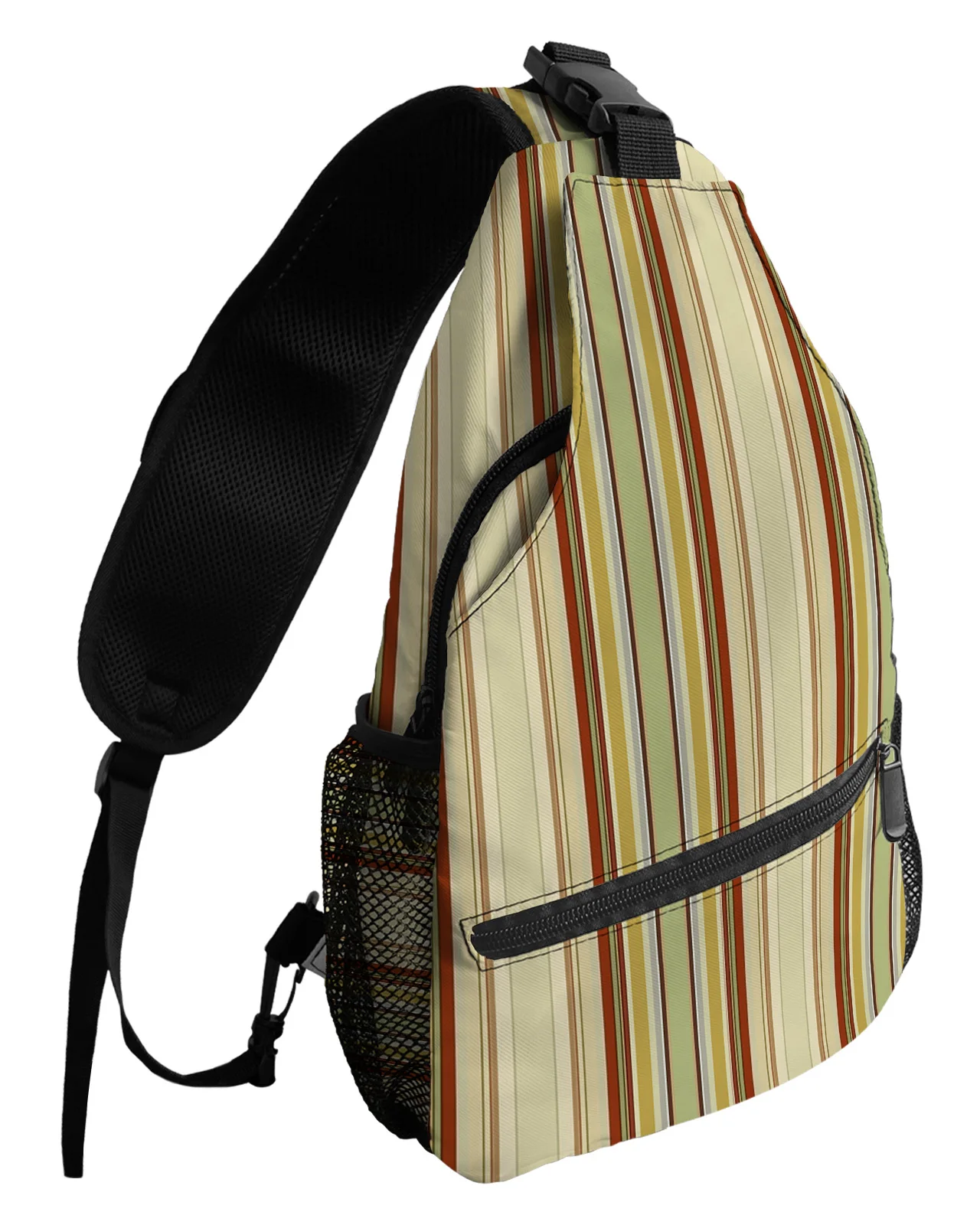 Abstract Art Brown Stripes Chest Bag for Men Women Casual Crossbody Bag Outdoor Travel Climb Waterproof Sling Bag