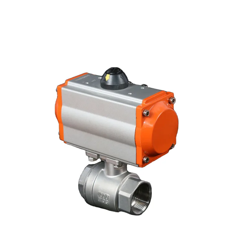 DN20 Two Piece High Platform Pneumatic Ball Valve 304 Stainless Steel Double Acting Cylinder Pneumatic Ball Valve