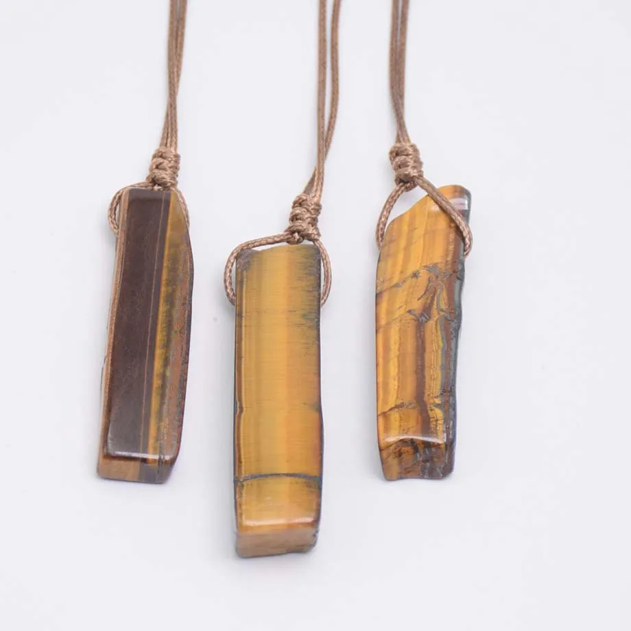1PC Natural Stone Slice Pendants Necklace Healing Crystal Reiki Chakra Gems Quartz Lapis Amethysts Amazonite Women Jewelry