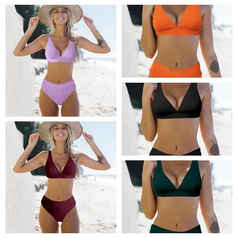 

Sexy High Waist Bikini Hot Sale Of The Season New Special Fabric Women's Swimsuit Trendy Beachwear Comfortable Fit Swimwear for