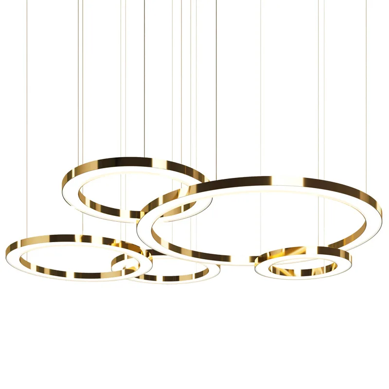 

Creative combination LED light luxury ring, chandelier hotel clubhouse jump, high duplex stairs, hall circle chandelier