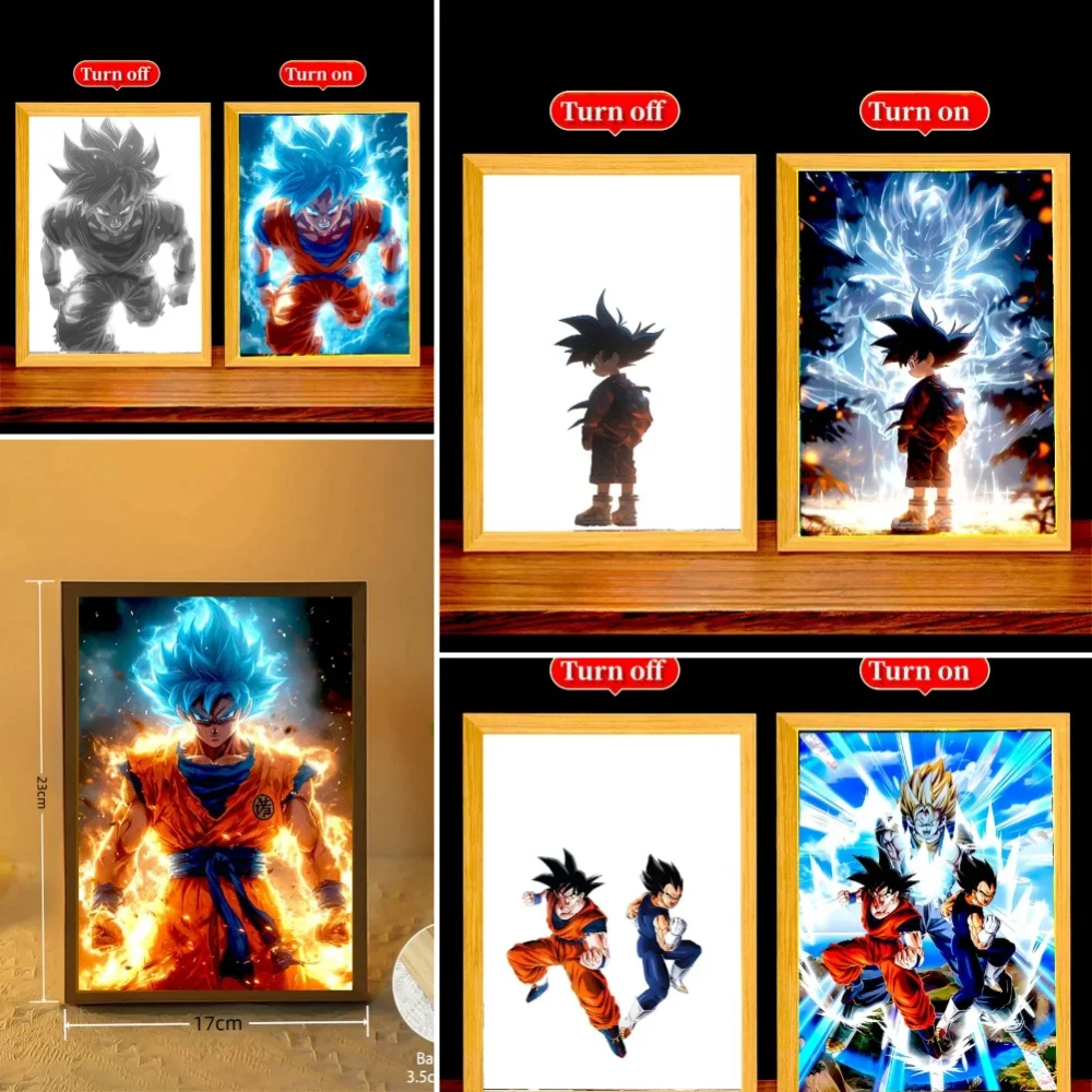 

Anime Dragon Ball Figure Light Painting Photo Son Goku Action Figures Super Saiyan night Light Birthday Collection Gifts Moon