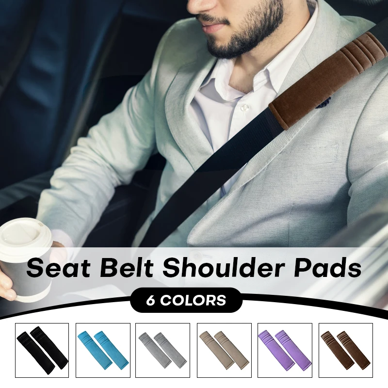 2pcs Thickened Plush Car Seat Safety Belt Cover Shoulder Protection Pad Kids Adults Universal Car Interior Accessories Men Women