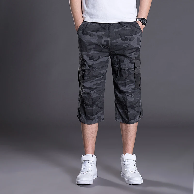 Men Cargo Shorts  Men Summer Casual Cotton Multi Pockets Hot Breeches Cropped Trousers Military Camouflage Shorts M-7XL