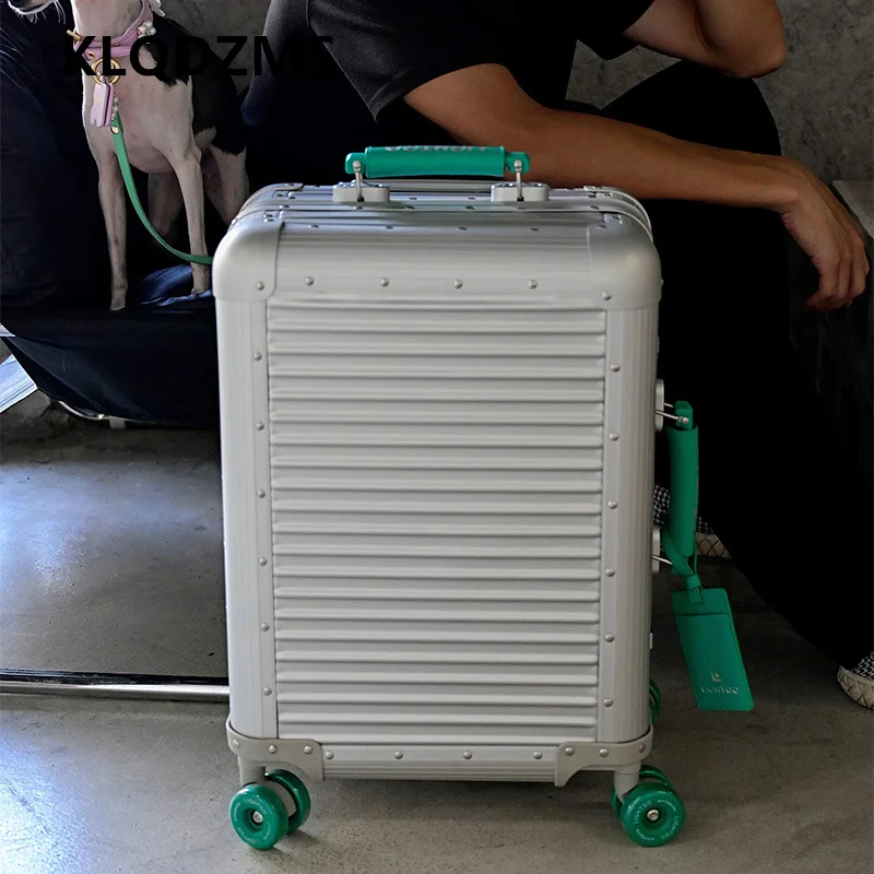 KLQDZMS High Quality Suitcase All Aluminum Magnesium Alloy Boarding Box Men's Business Trolley Case 20