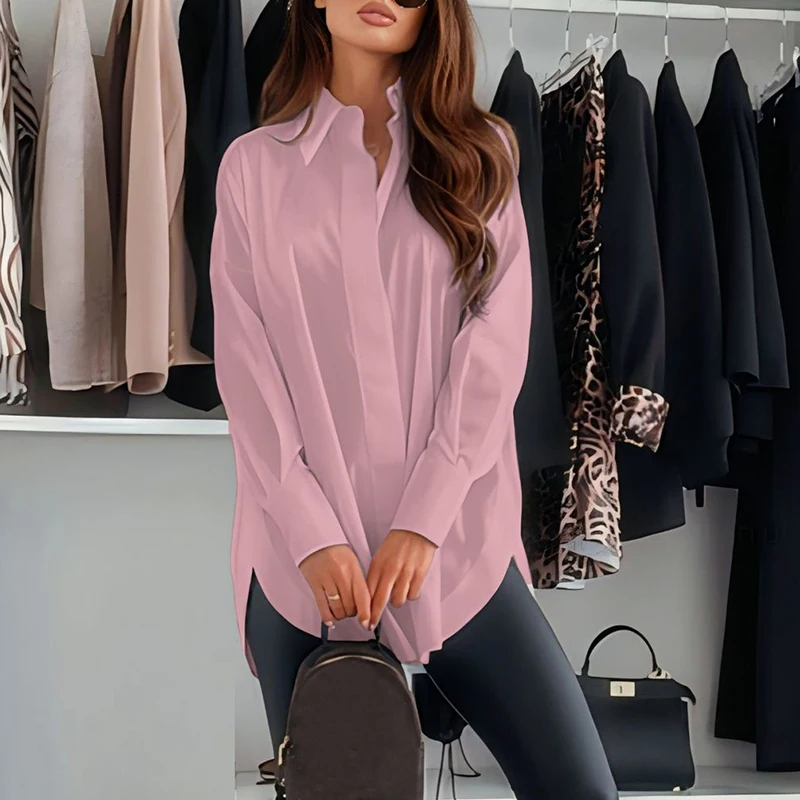 Elegant Women White Shirt Turn Down Collar Long Sleeve Blouse Women Casual Oversize Shirts Woman Autumn Pullover