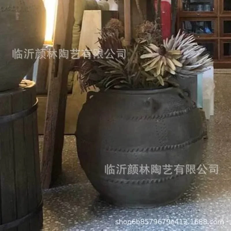 Weng Pot Clay Pot Decorative Personalized Pottery Retro Flower Antique Flower
