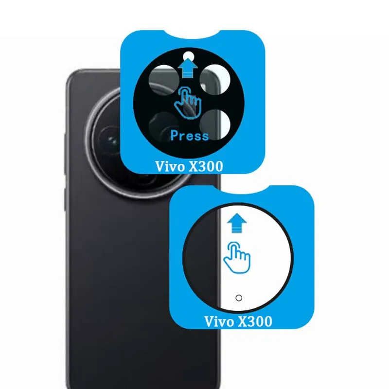 

for Vivo X300 Pro Camera Bezel Protector Cap Cover AR Clear Tempered Glass Lens Film Sticker Black Coverage with Location Board