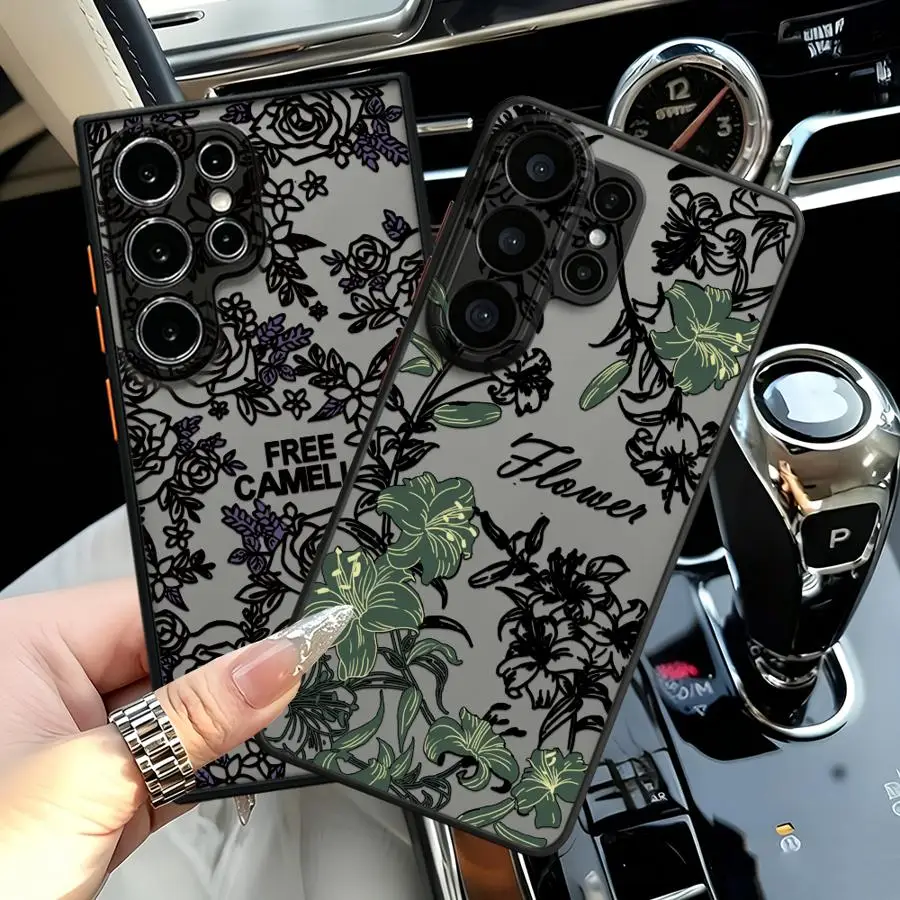 Artistic Flower Lines Case for Samsung Galaxy S26 Note 20 Ultra 10+ S23 FE S25 Ultra S22 S21 S20 FE S24 Plus Funda Back Phone