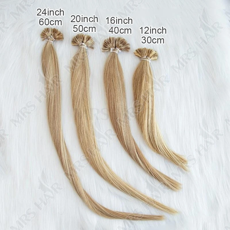 MRSHAIR U Tip Fusion Estensioni dei capelli Punte per unghie Capelli umani Italiana 1,5 cm Lunghi legame per capelli alla cheratina 12 16 20 24 pollici 50 fili