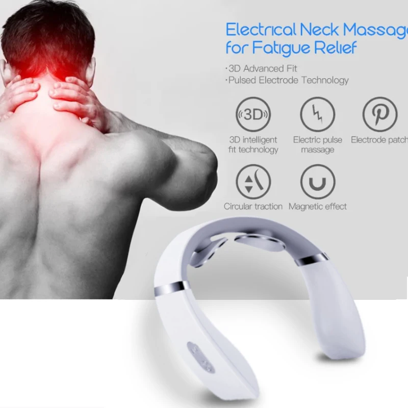 Electric Cervical Massager Mini Neck Shoulder Deep Massage Neck Warm Pressing Neck Pressing Care 6 mode 9 levels Adjustable