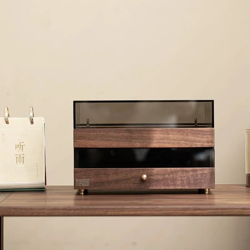 Walnut tea cake cabinet cake storage box solid wood tea set teacup tea room set accessories watch jewelry storage