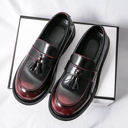 Men Casual Shoes Fashion Business Slip-On Moccasins Loafers High-Quality men Leather Wedding shoes Party Fashion Tassel Loafers