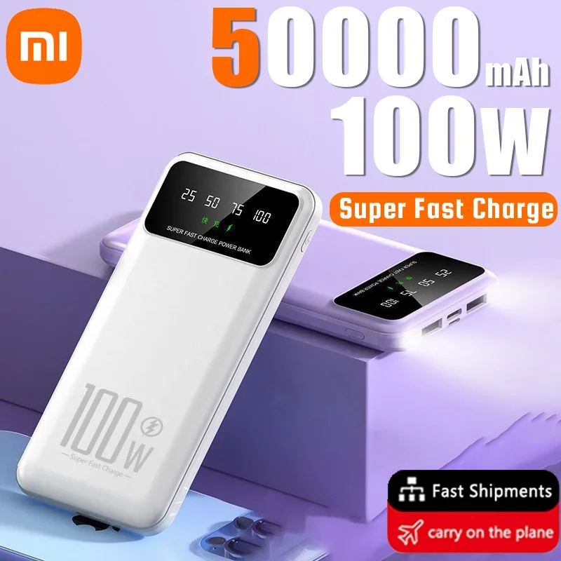 Xiaomi 100W Fast Charging 50000mAh High Capacity Power Bank Portable Charger Battery Pack Powerbank for iPhone Huawei Samsung