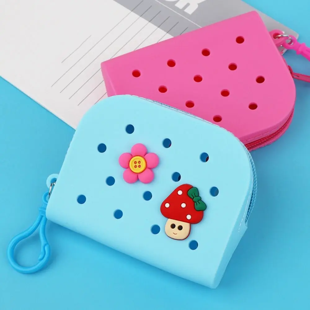 Durable Holes Coin Purse Mini Bags EVA Waterproof Cute Storage Baskets Fashion Kid Outdoor Picnic Small Solid Color Jelly Bag