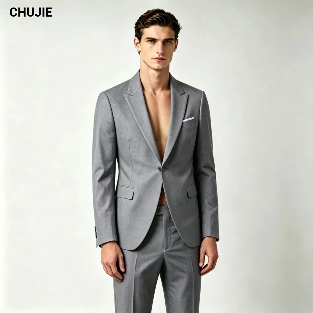 

Lightweight Men's Suit Elegant 2 Piece Set Slim Fit Wedding Formal Business Blazer Pants Classic Tuxedo Party Groomsmen