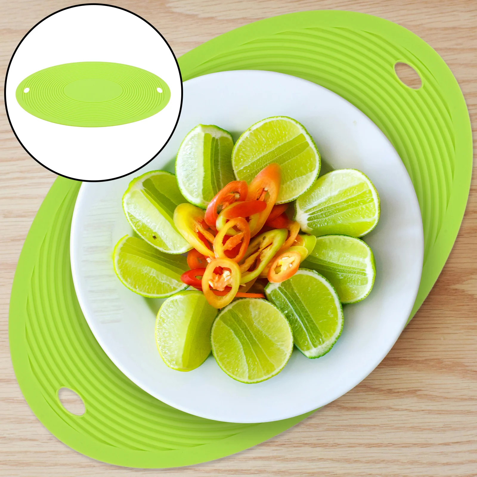 

Large Oval Heat Resistant Silicone Trivet Mat Thickened Non Slip Shockproof Protector for Kitchen Counter Dining Table Hot