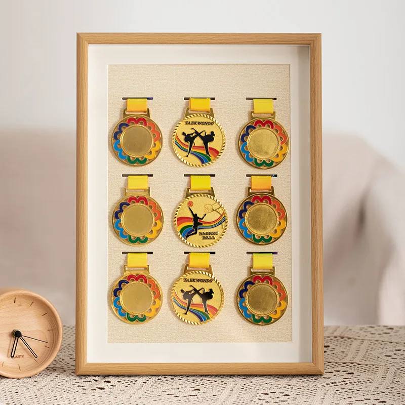 Wooden Medal Photo Frame Storage Box Marathon Hanging Decoration Frame Hollow Keep Honor Medal Arrange The Table