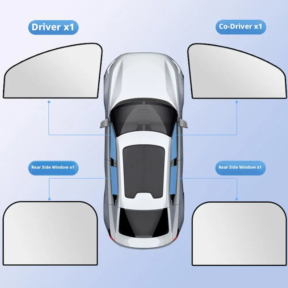 Magnetic Car Window Sunshade Titanium Silver Cloth Sun Shade Curtain Foldable UV Protection Side Window Sun Visor - view 6
