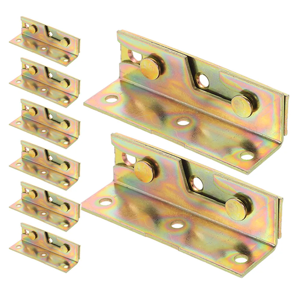 8Pcs Professional Rail Brackets For Home Bedroom Furniture Carpenters Heavy Duty Frame Hardware Kit Thickened Single