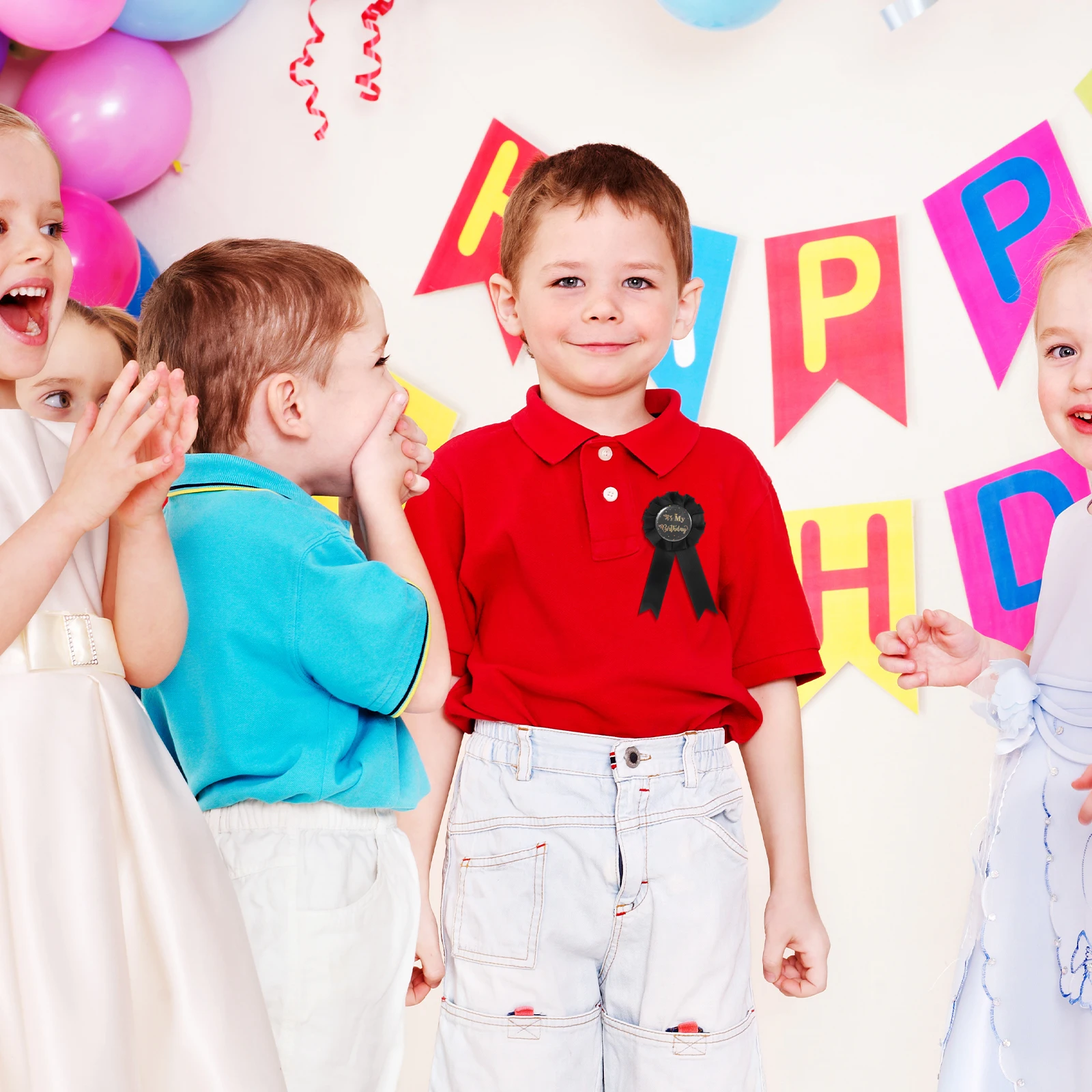 

Birthday Badge Pin Celebration Accessory Party Decorations for Children The Banner Tin Plate Iron