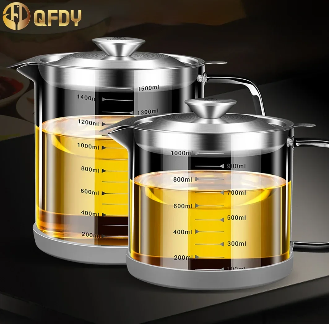

304 filter screen glass oil tank High temperature quick oil filter tool kitchen household juice filter milk jug