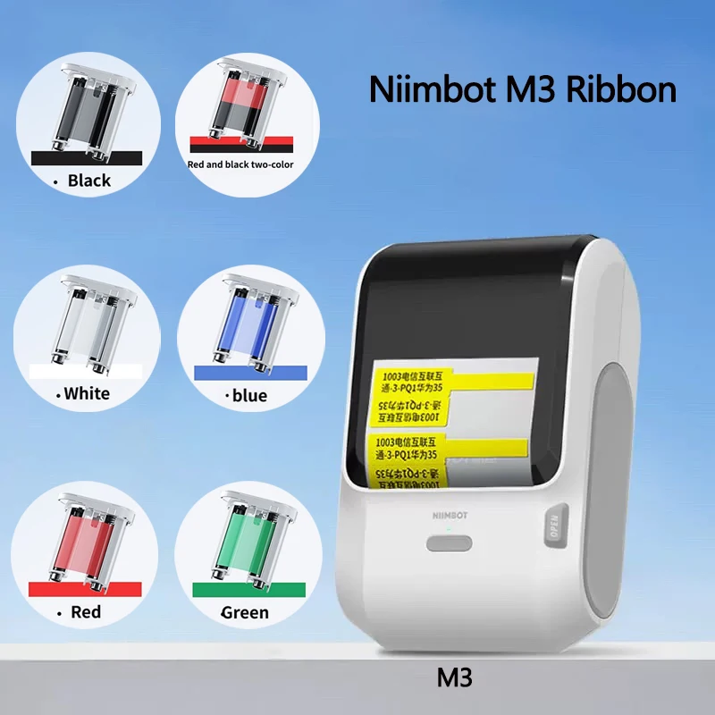 

Niimbot M3 Thermal Transfer Label Printer Ribbon Black White Red Golden Green Blue Color Printing Carbon Band Long-term Storage