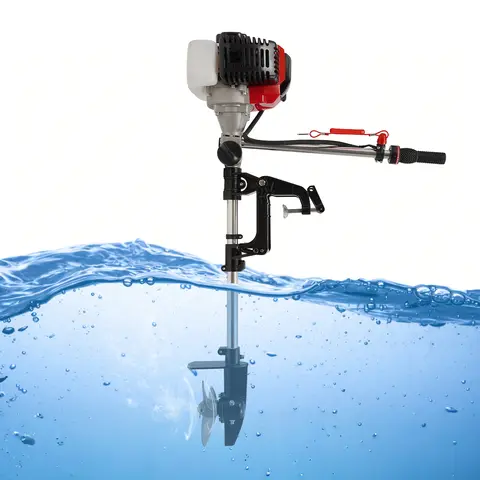 52cc 2.3 HP 2 Stroke Outboard Motor, Forced Air Cooling Outboard Motor, 2.3HP Boat Engine for Fishing, Aquaculture