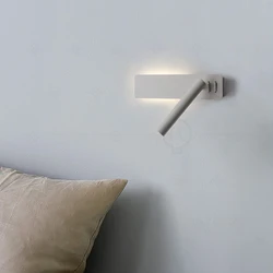 White Nordic bedside table wall lamp LED bedroom reading wall lamp living room study with switch adjustable angle rotating wall