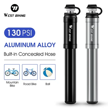 West Biking-ポータブルサイクリングポンプ,アルミニウム合金,高圧,ホース付き